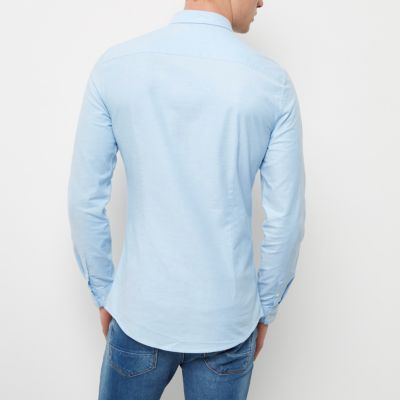 Blue casual skinny fit Oxford shirt